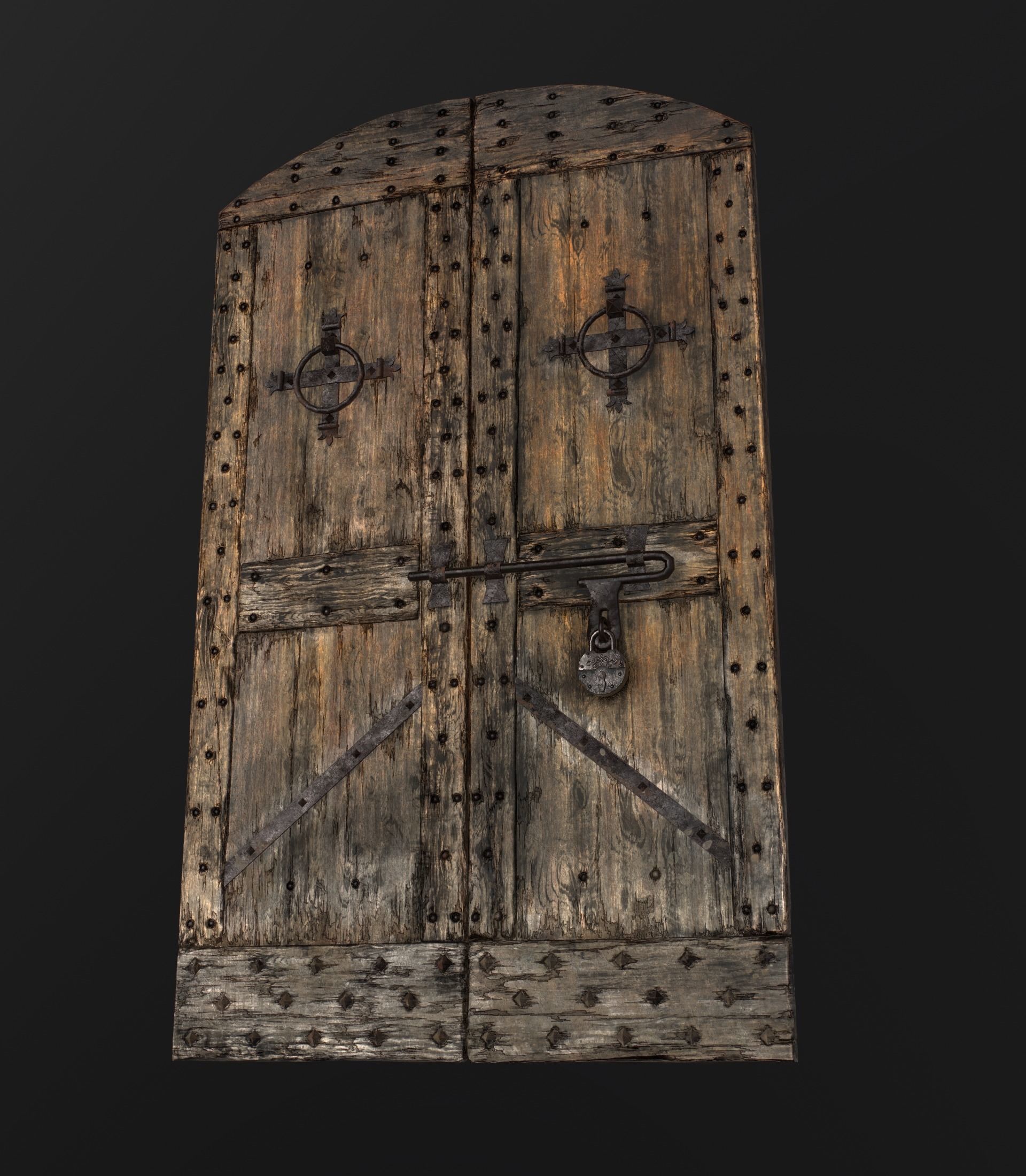 Old Medieval Door Low-poly 3D model_20