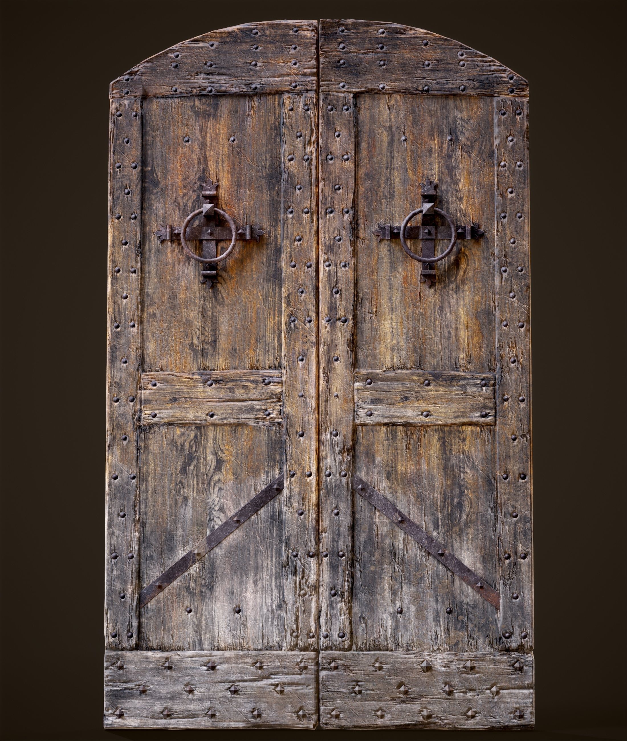 Old Medieval Door Low-poly 3D model_1