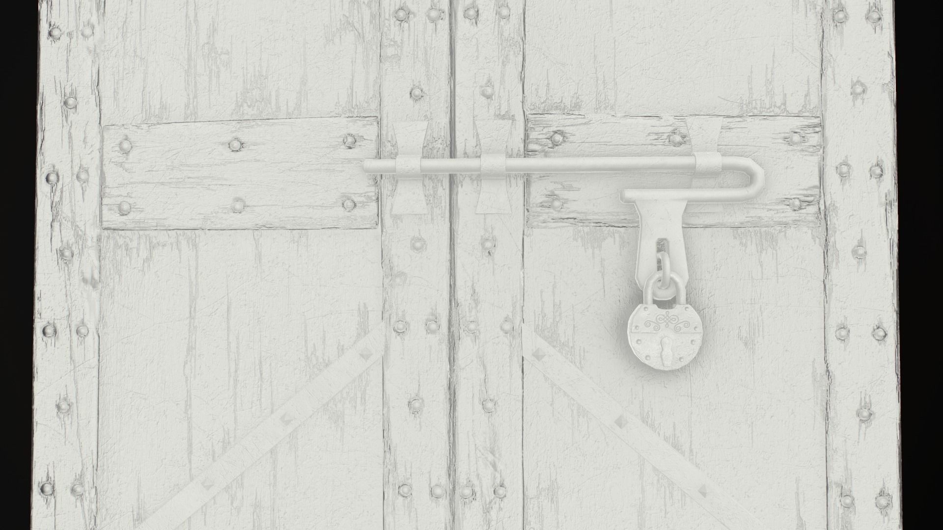 Old Medieval Door Low-poly 3D model_27