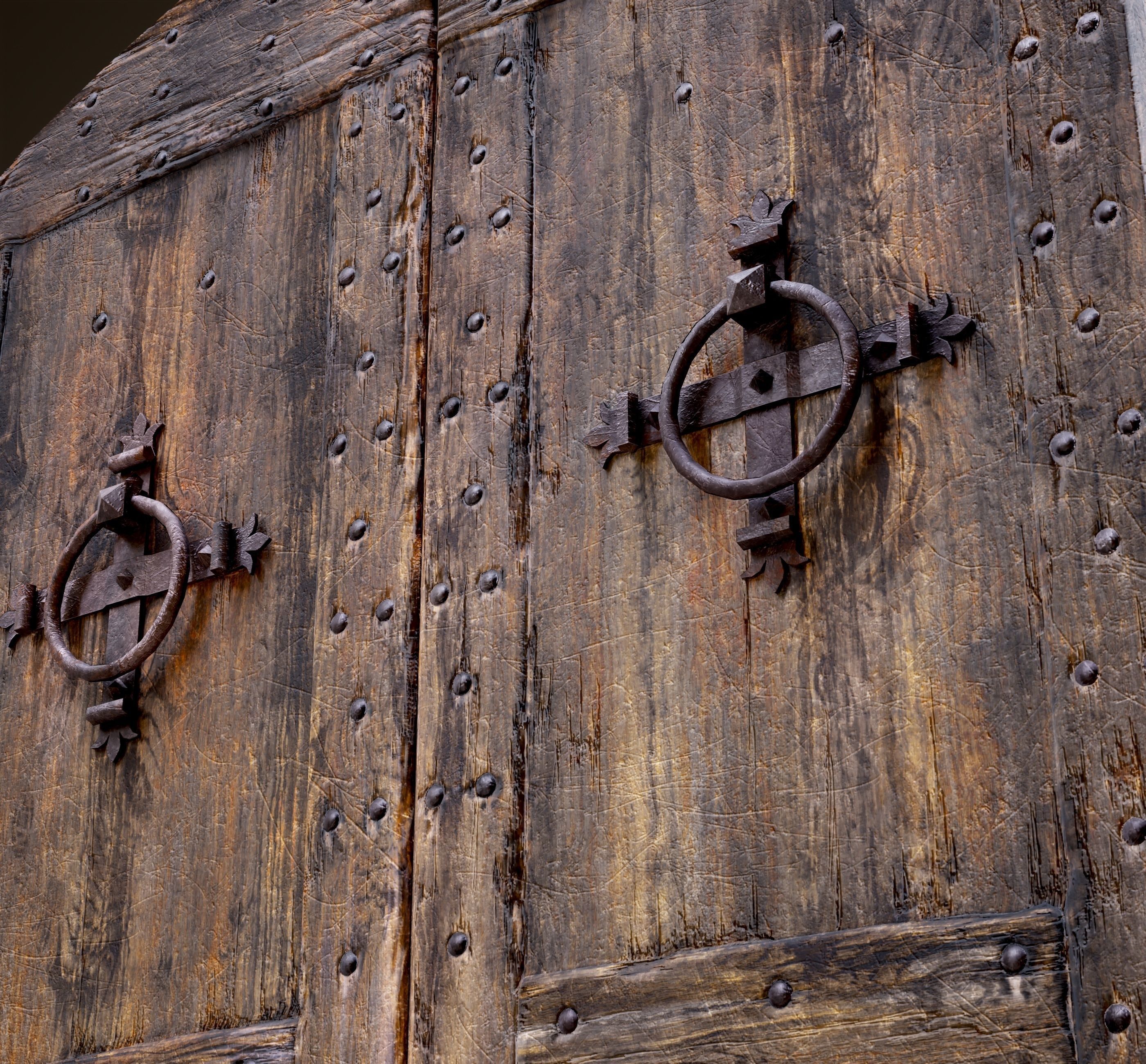 Old Medieval Door Low-poly 3D model_2