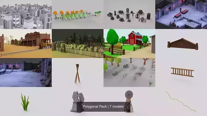 Polygonal Pack 3D Model Collection