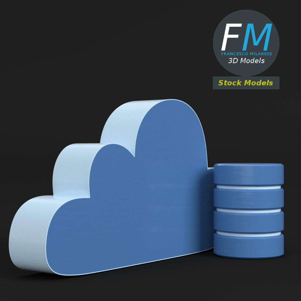 Cloud storage icon 3D model_3