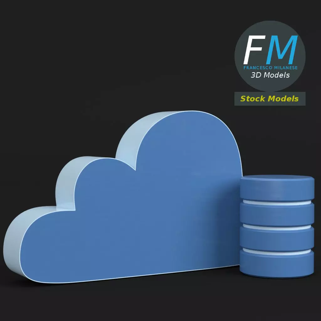 Cloud storage icon 3D model_0