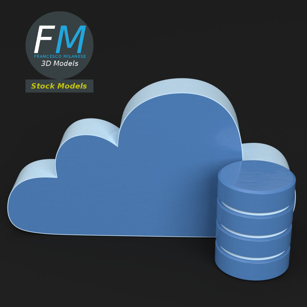 Cloud storage icon 3D model_2