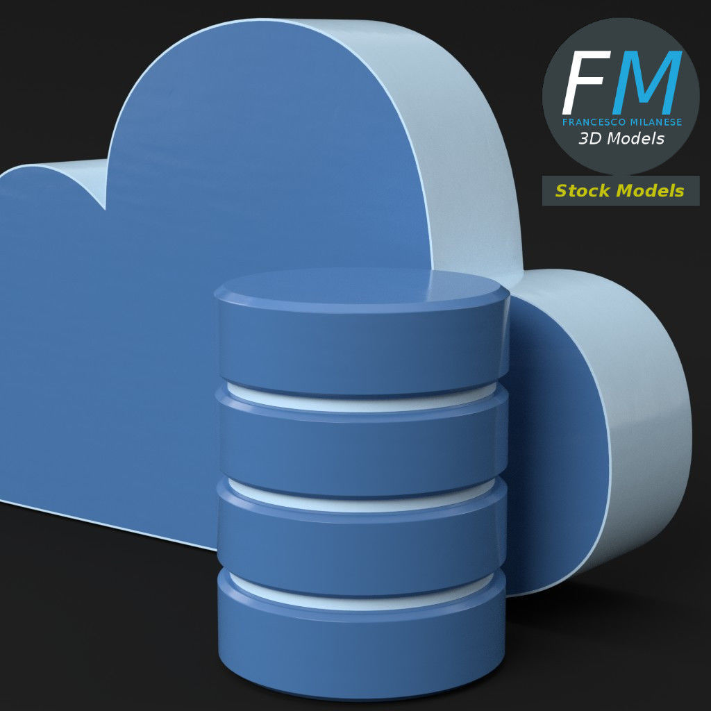 Cloud storage icon 3D model_5