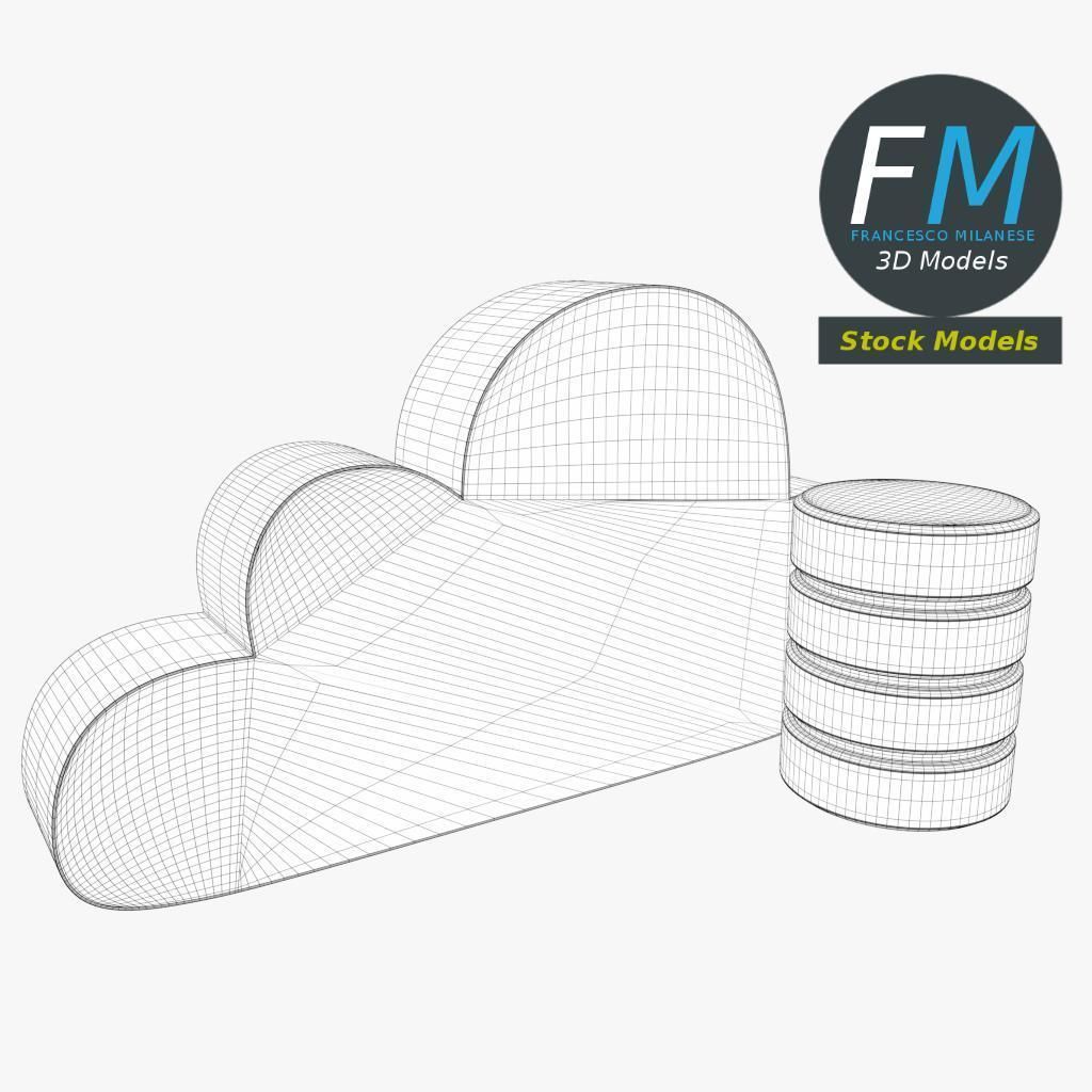 Cloud storage icon 3D model_7