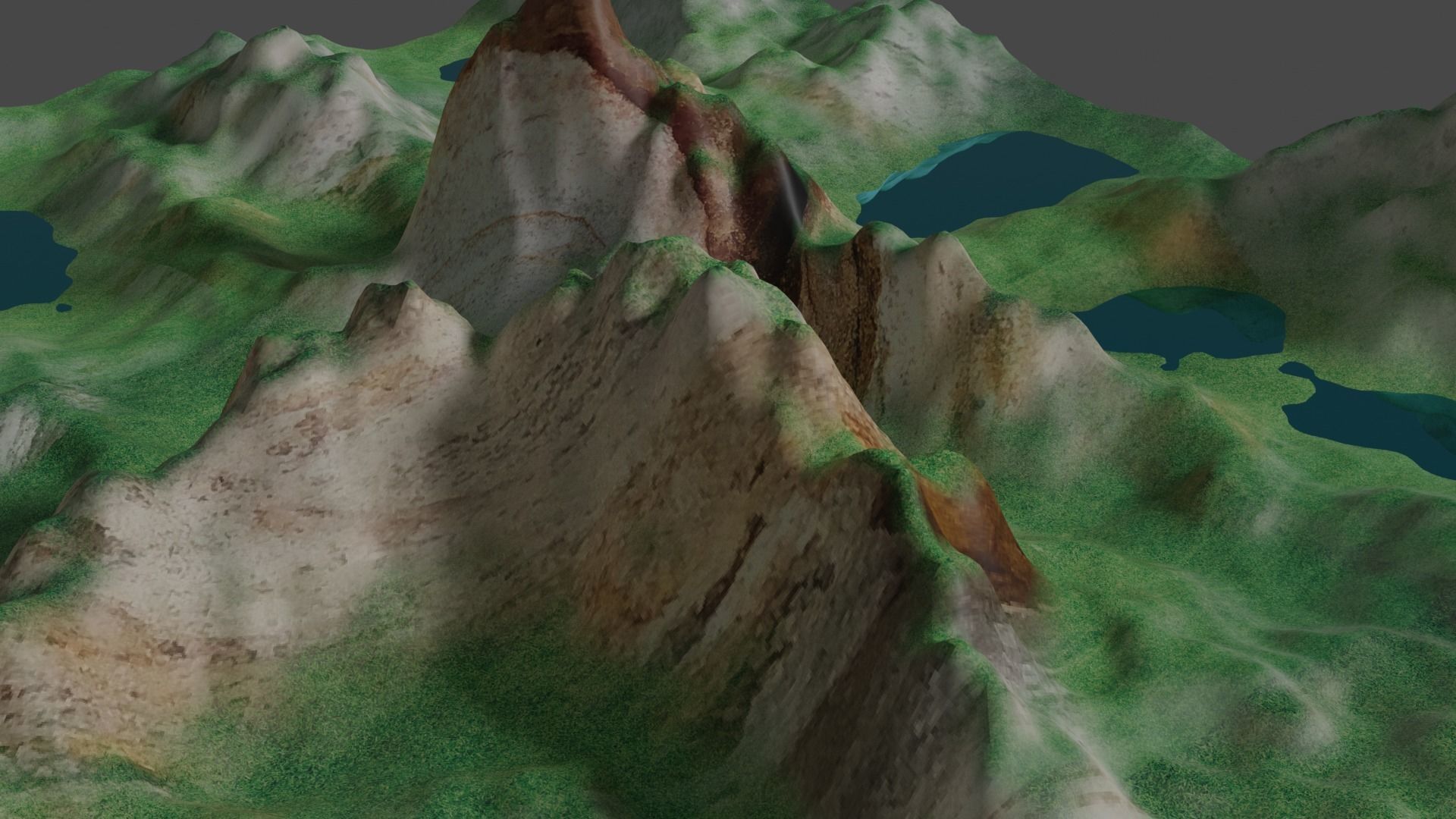 Landscape mountain in middle of lake 3D model_3