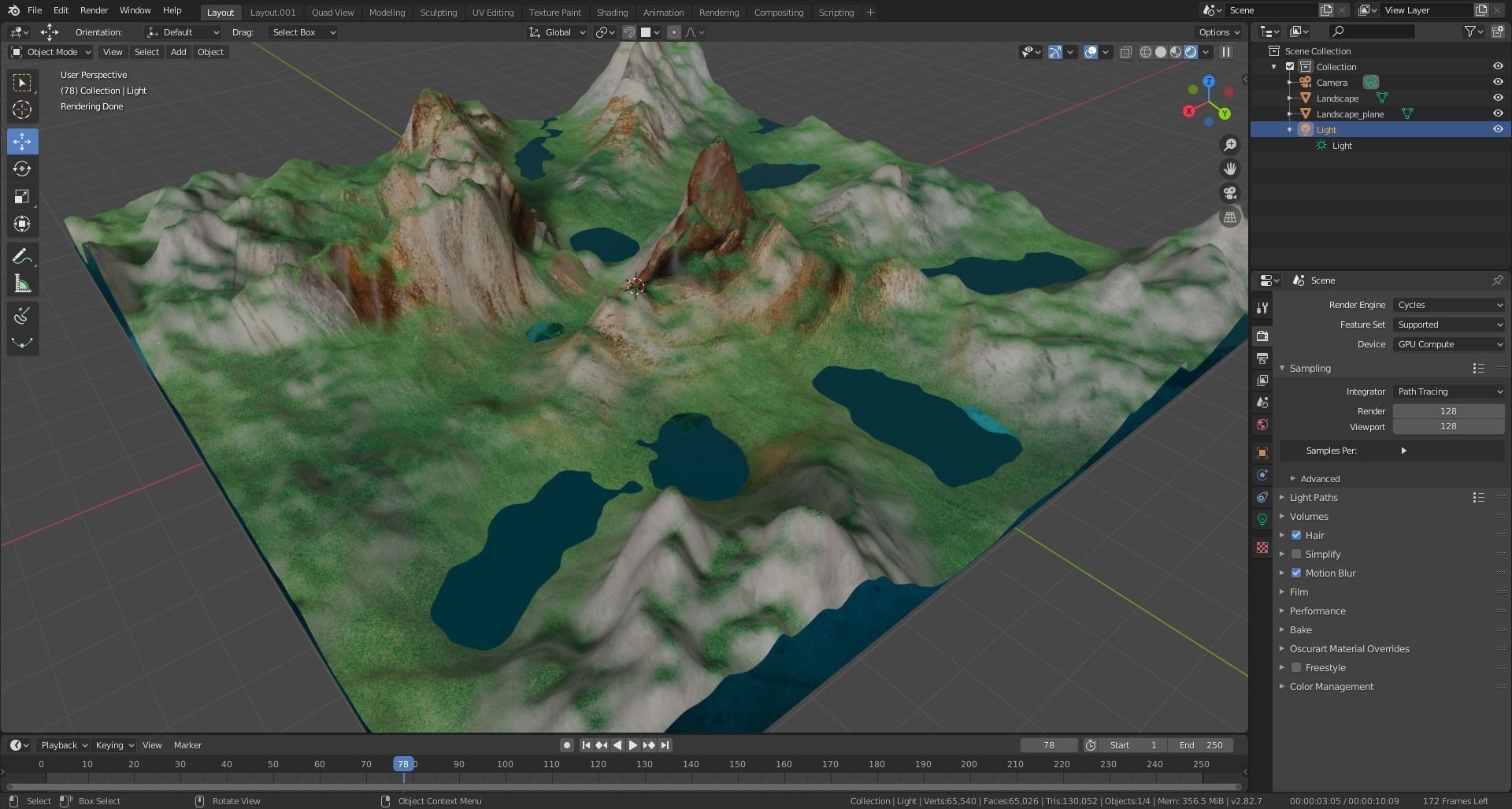 Landscape mountain in middle of lake 3D model_4