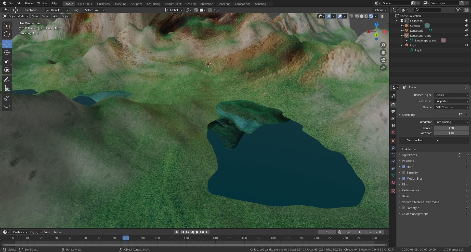 Landscape mountain in middle of lake 3D model_1