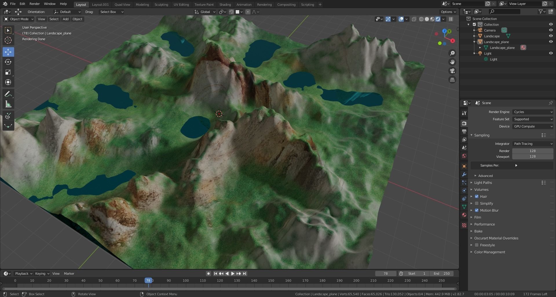 Landscape mountain in middle of lake 3D model_5