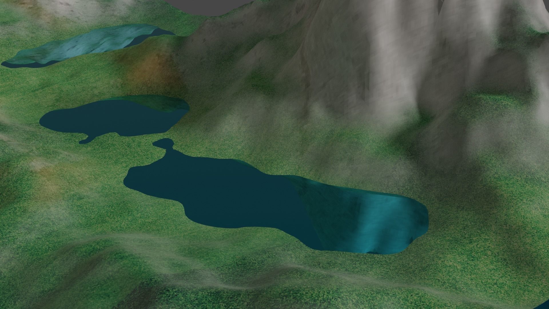 Landscape mountain in middle of lake 3D model_6