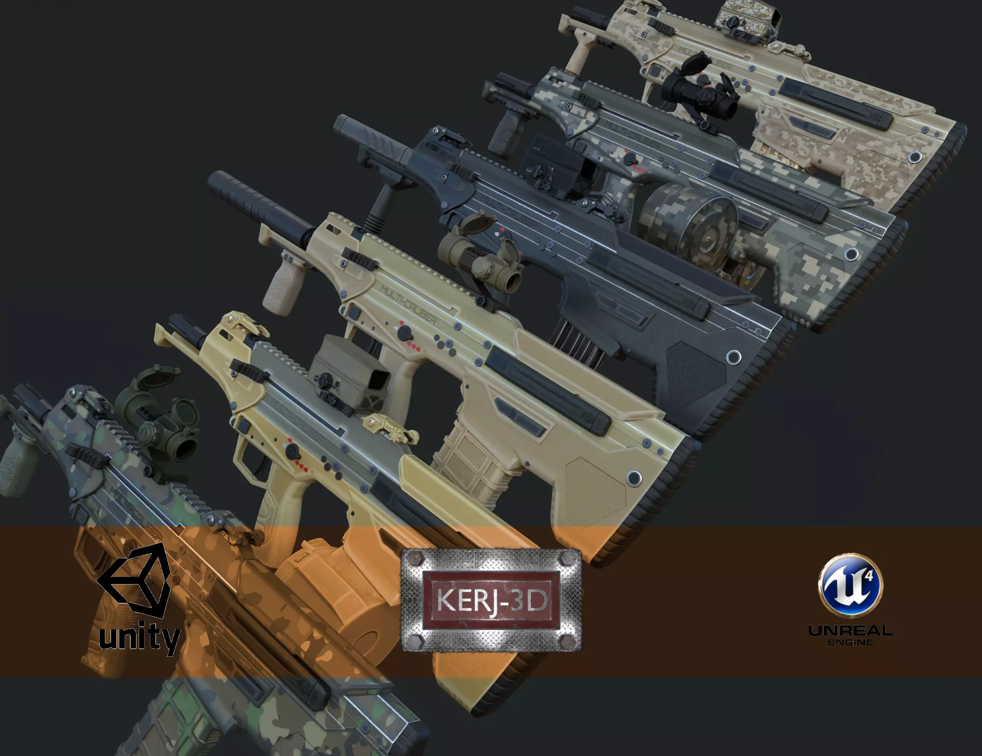 Modular Bullpup Rifle-Carbine Variant Low-poly 3D model_0