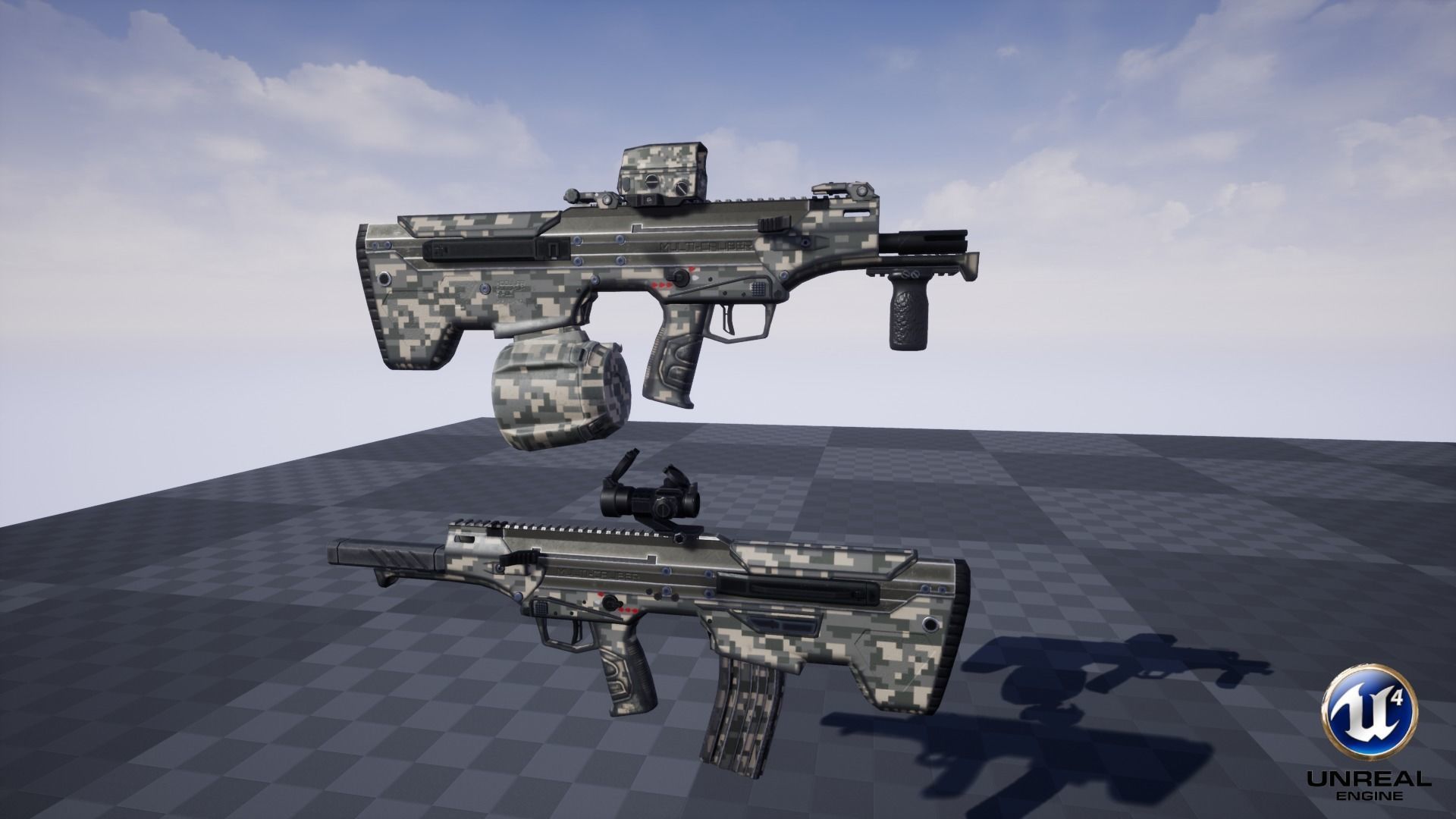 Modular Bullpup Rifle-Carbine Variant Low-poly 3D model_26