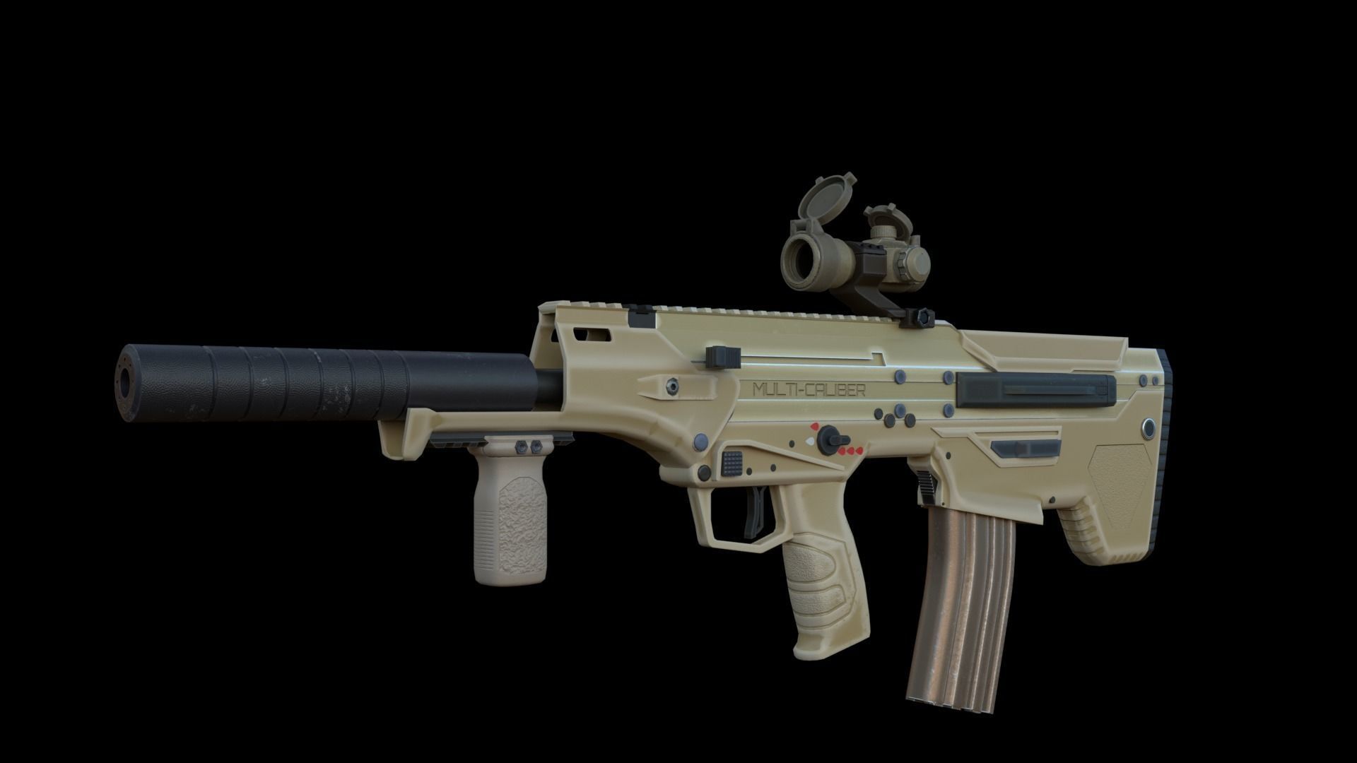 Modular Bullpup Rifle-Carbine Variant Low-poly 3D model_8