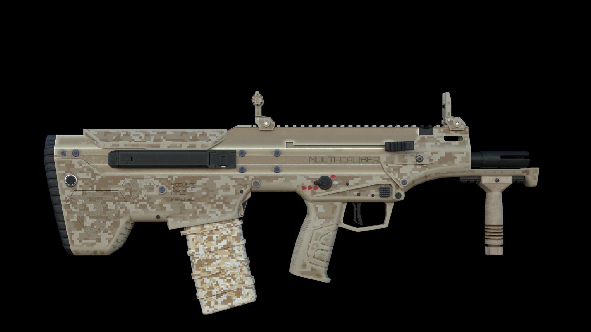 Modular Bullpup Rifle-Carbine Variant Low-poly 3D model_13