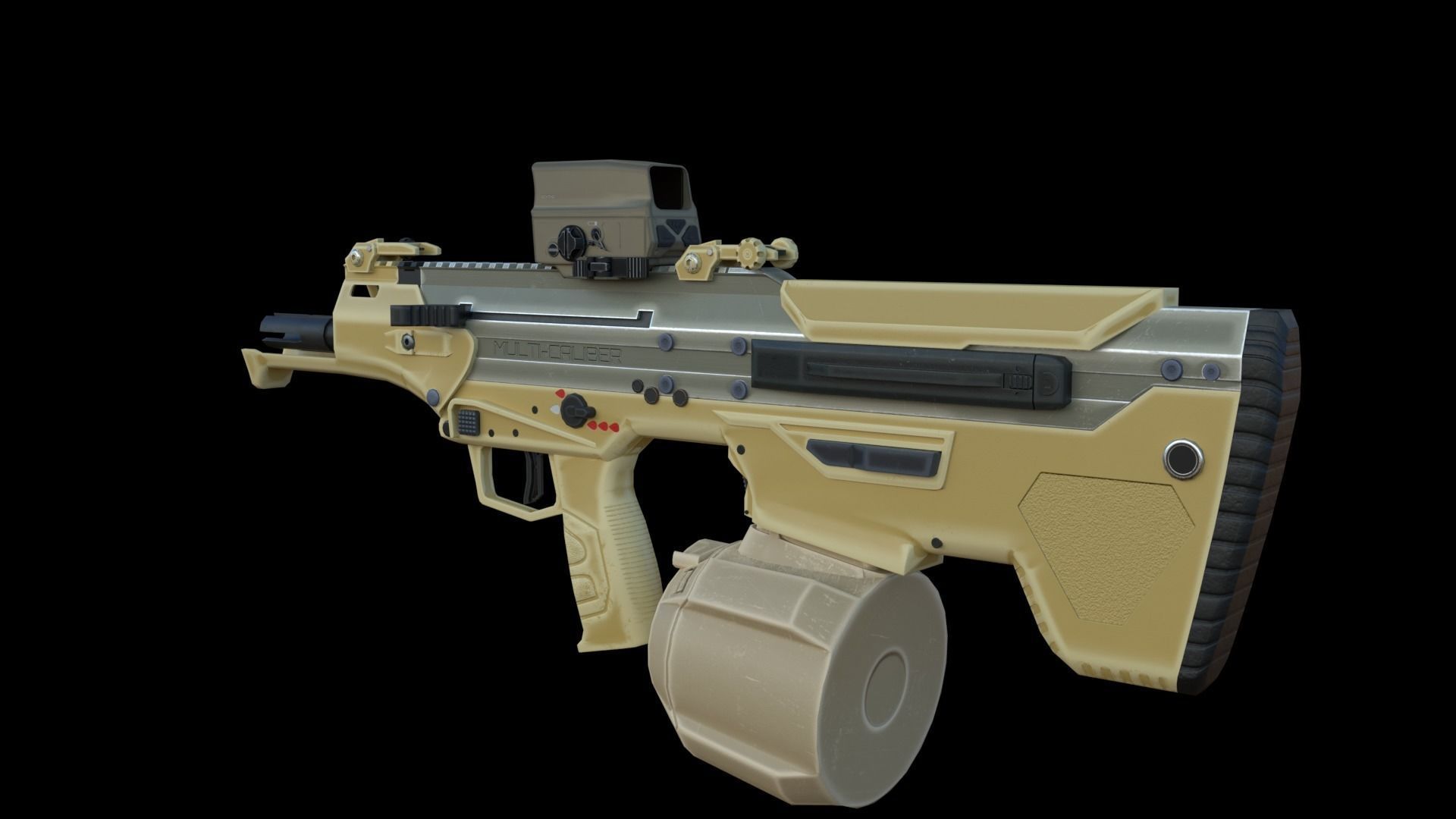 Modular Bullpup Rifle-Carbine Variant Low-poly 3D model_10