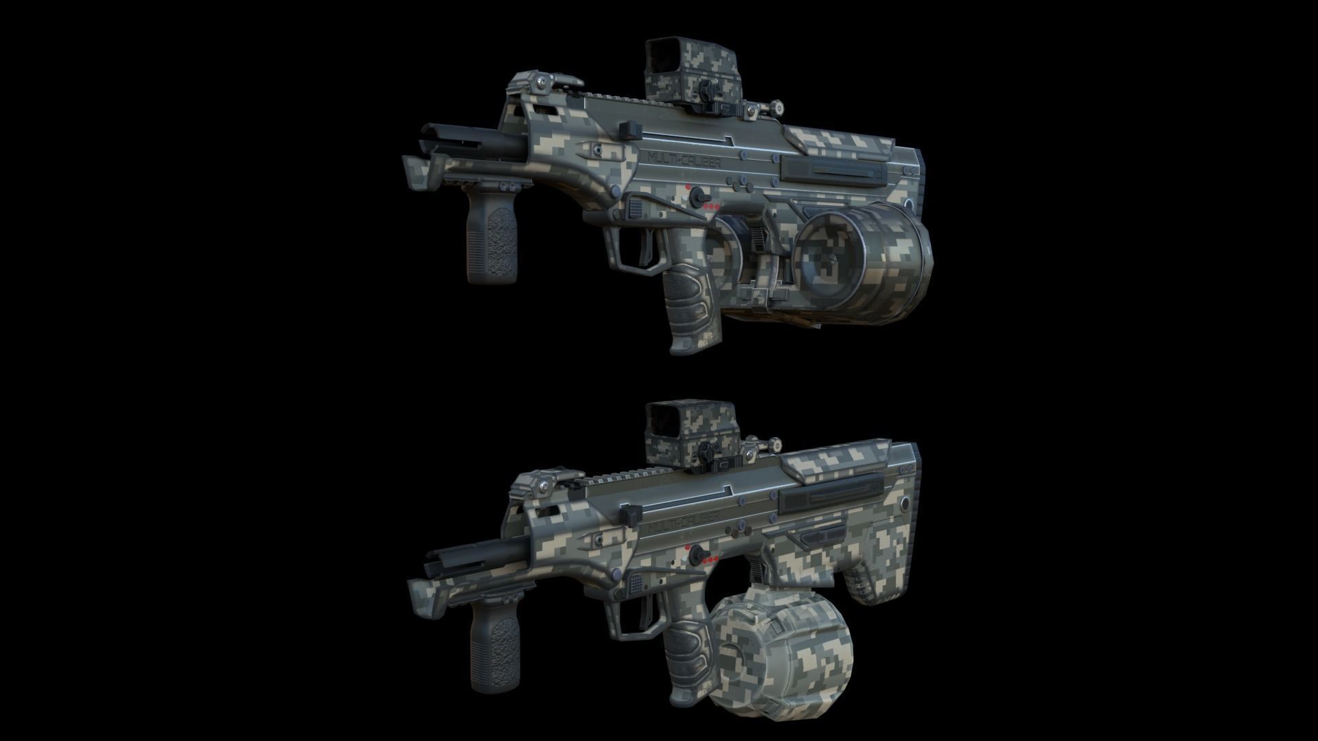 Modular Bullpup Rifle-Carbine Variant Low-poly 3D model_14