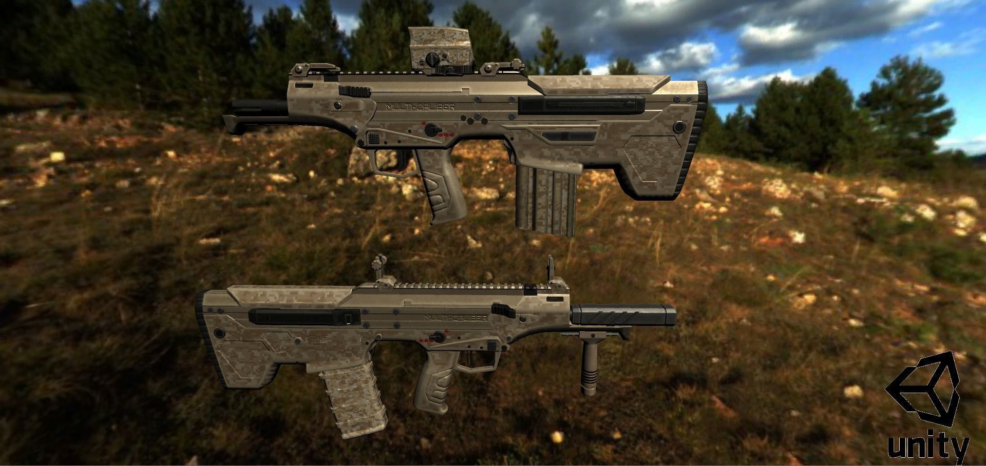 Modular Bullpup Rifle-Carbine Variant Low-poly 3D model_38