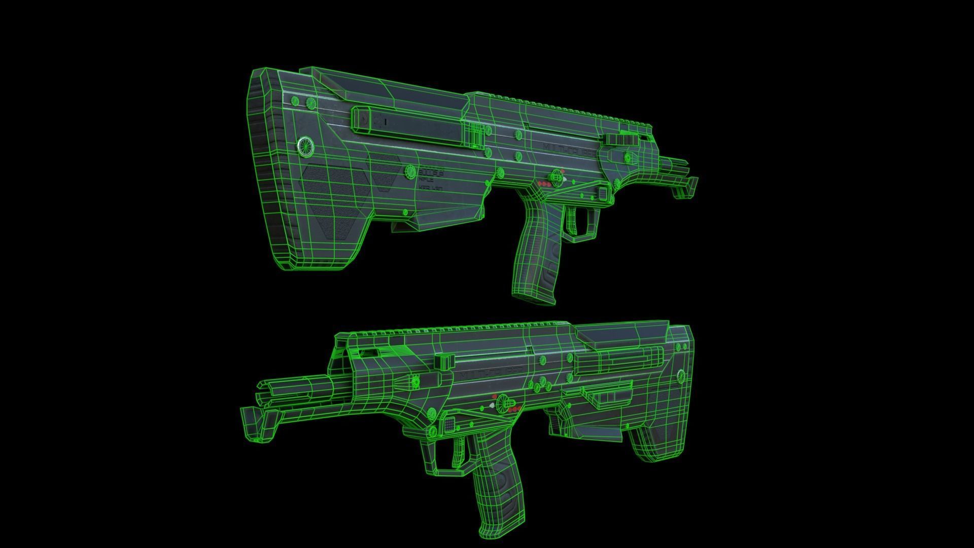 Modular Bullpup Rifle-Carbine Variant Low-poly 3D model_59