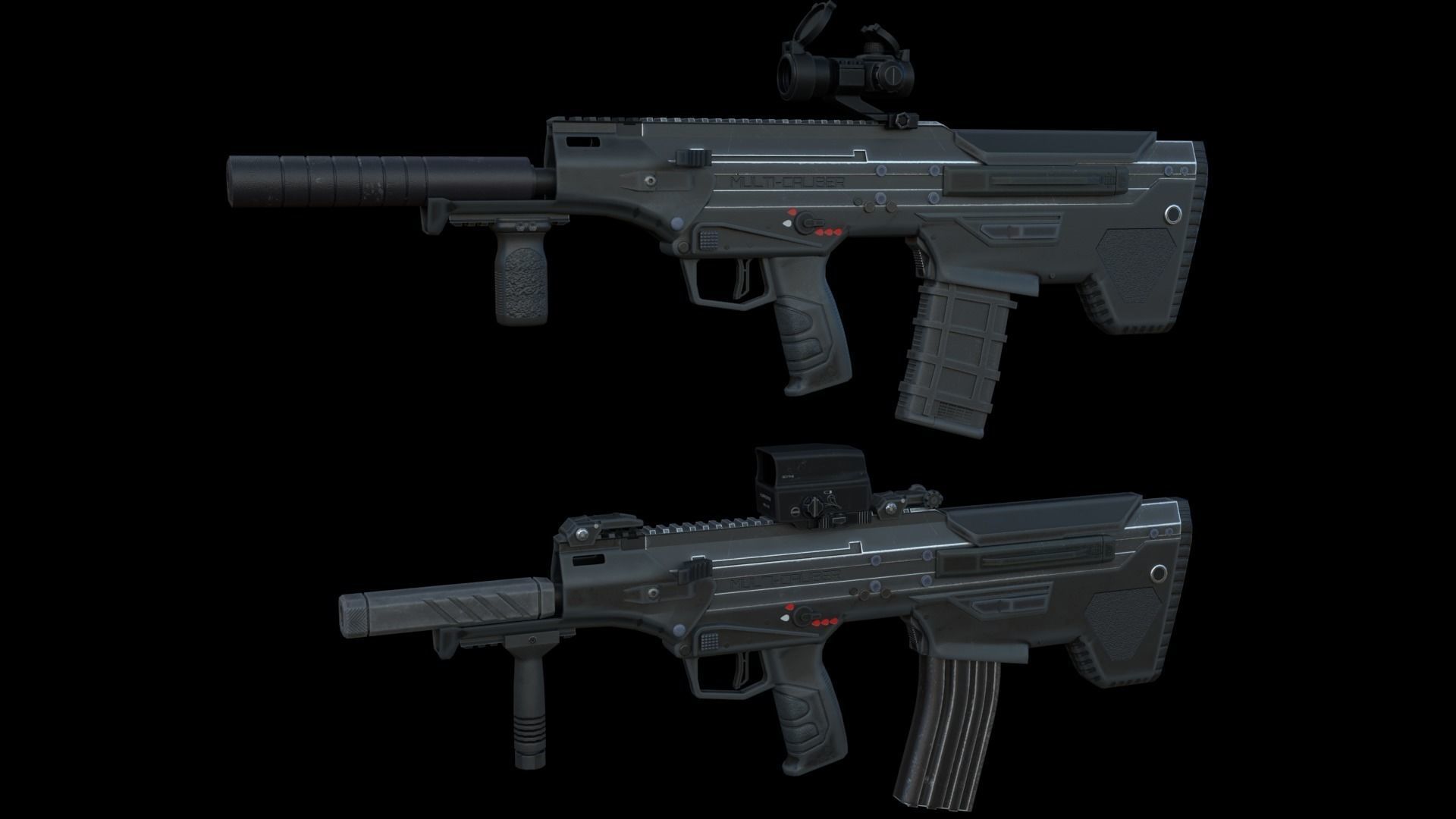 Modular Bullpup Rifle-Carbine Variant Low-poly 3D model_4