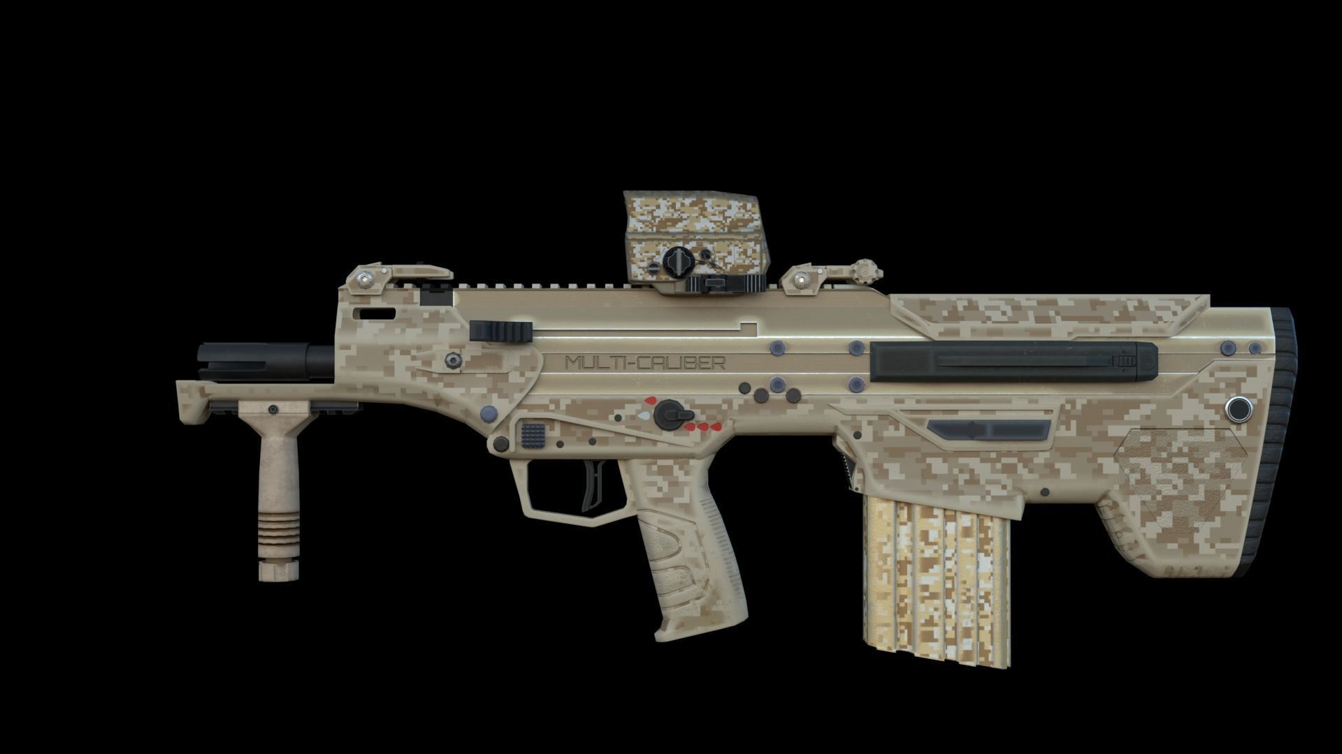 Modular Bullpup Rifle-Carbine Variant Low-poly 3D model_12