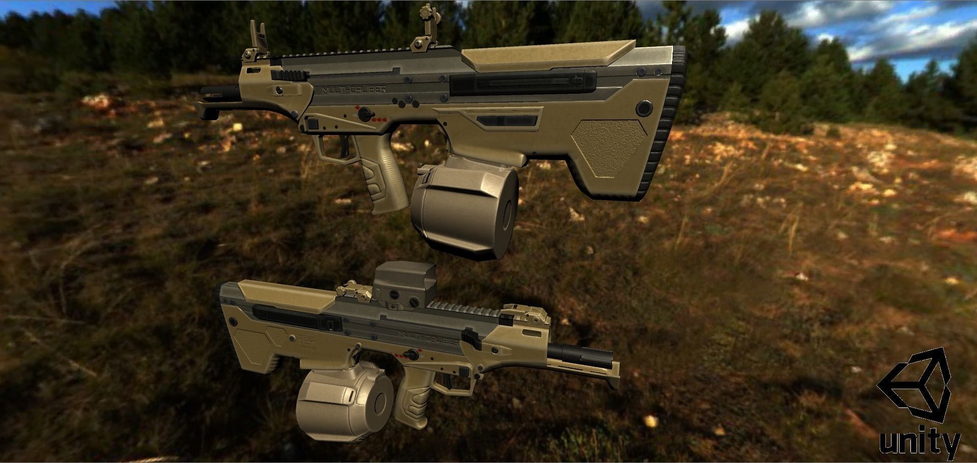 Modular Bullpup Rifle-Carbine Variant Low-poly 3D model_36