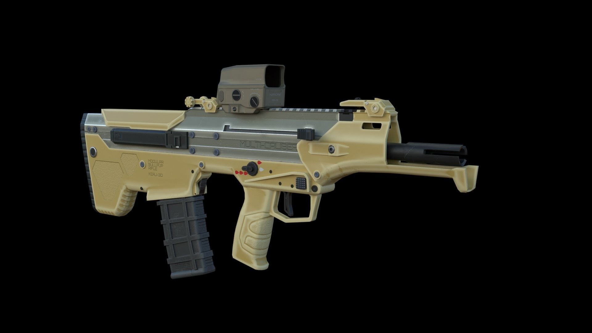 Modular Bullpup Rifle-Carbine Variant Low-poly 3D model_11