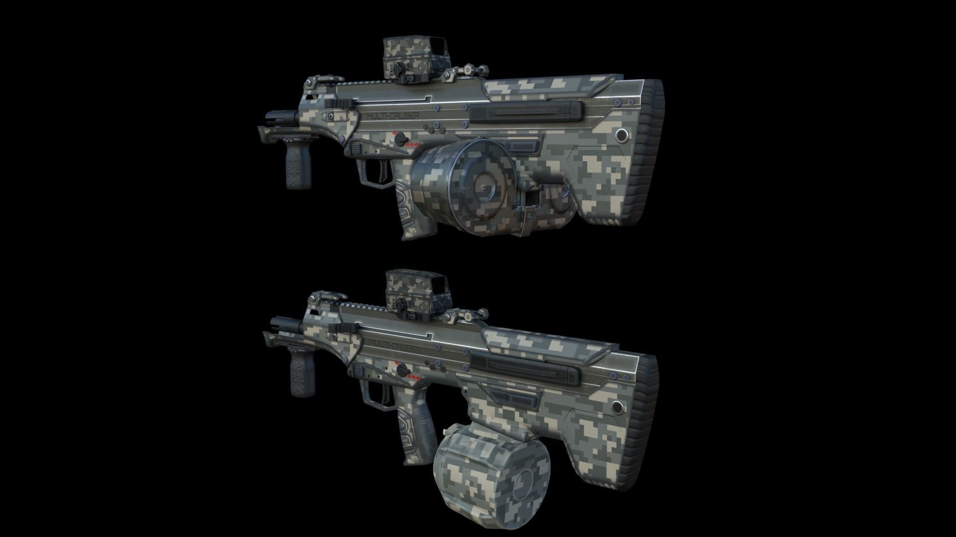 Modular Bullpup Rifle-Carbine Variant Low-poly 3D model_15