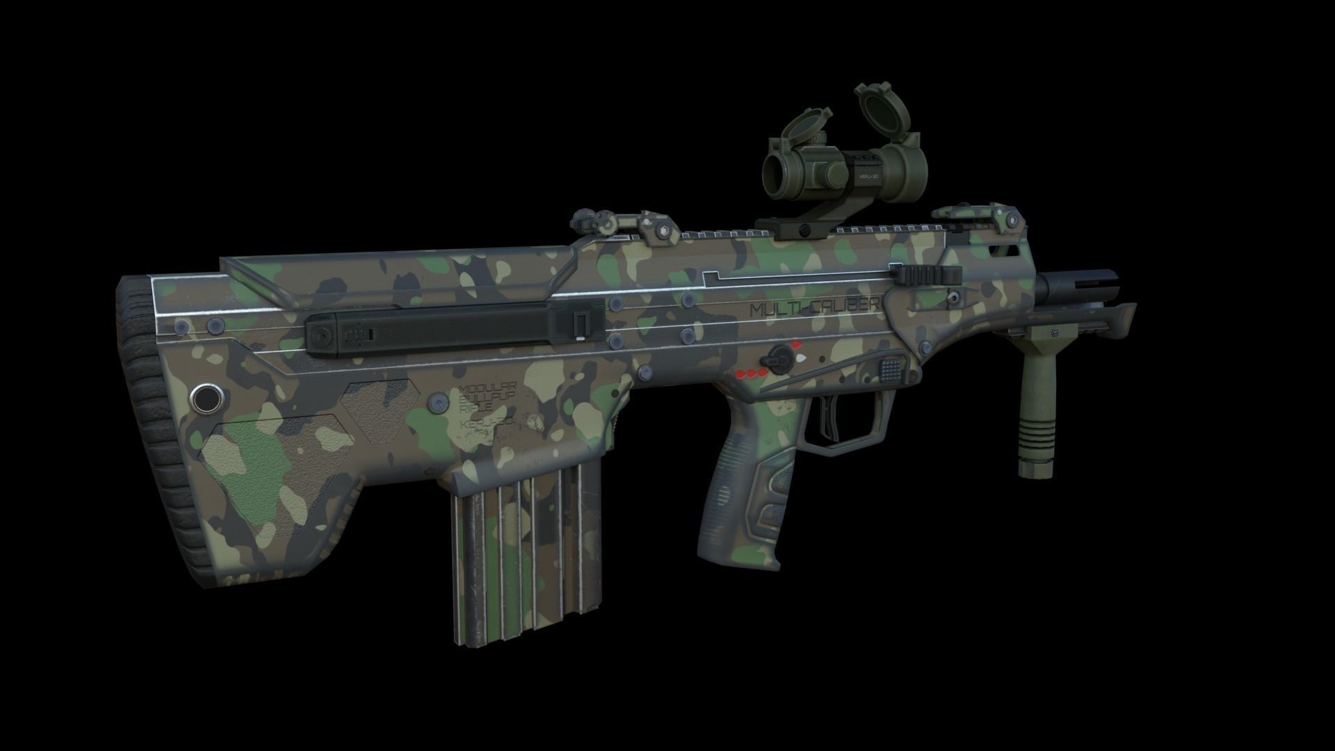 Modular Bullpup Rifle-Carbine Variant Low-poly 3D model_7