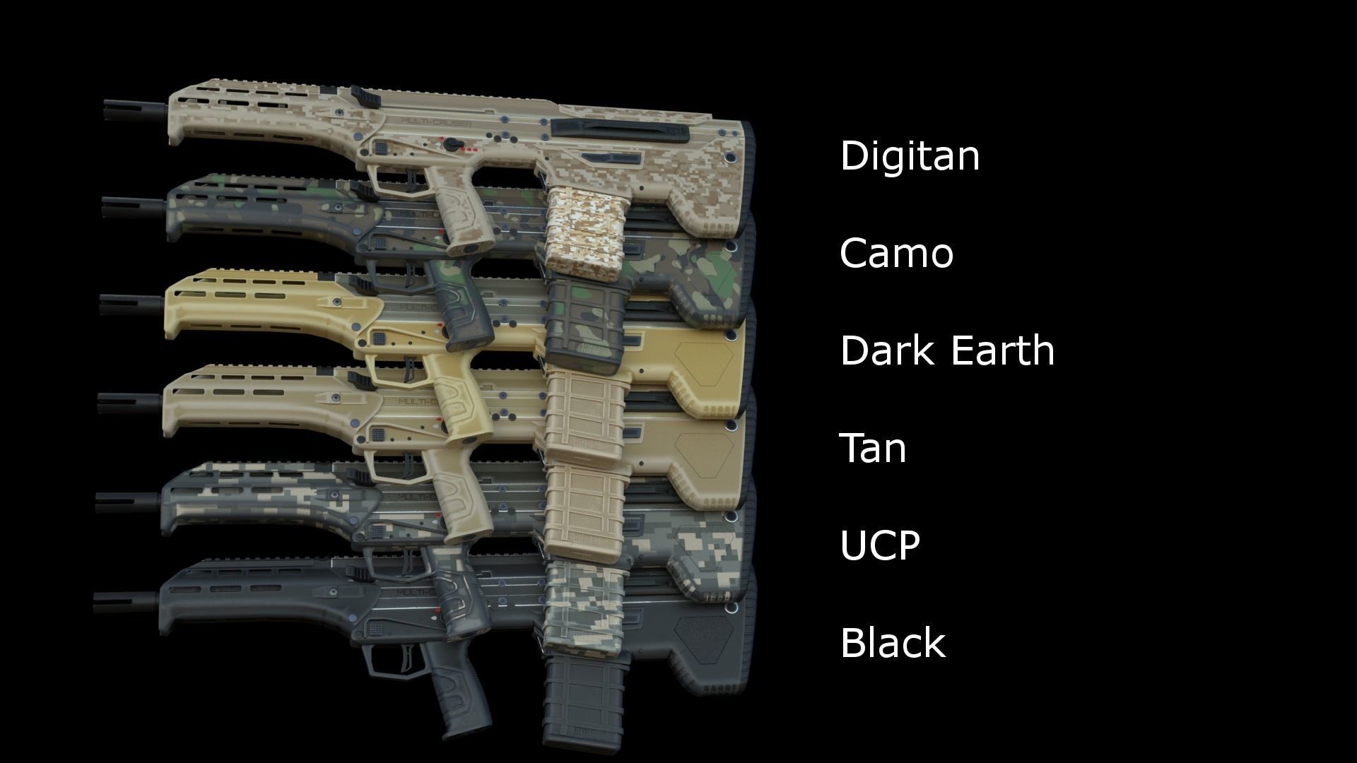 Modular Bullpup Rifle-Carbine Variant Low-poly 3D model_3