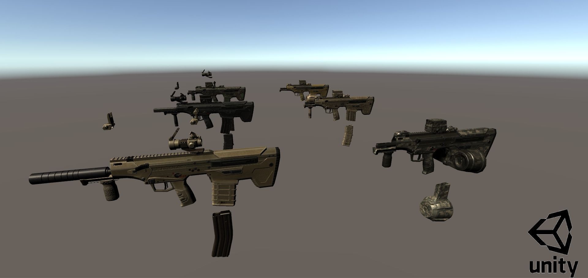 Modular Bullpup Rifle-Carbine Variant Low-poly 3D model_29