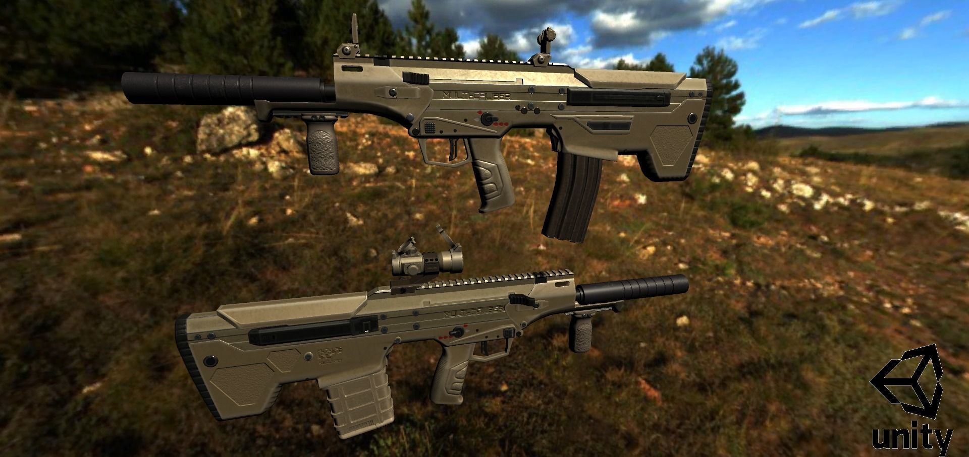 Modular Bullpup Rifle-Carbine Variant Low-poly 3D model_33