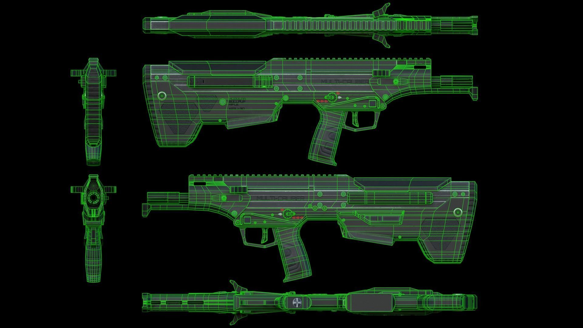 Modular Bullpup Rifle-Carbine Variant Low-poly 3D model_60