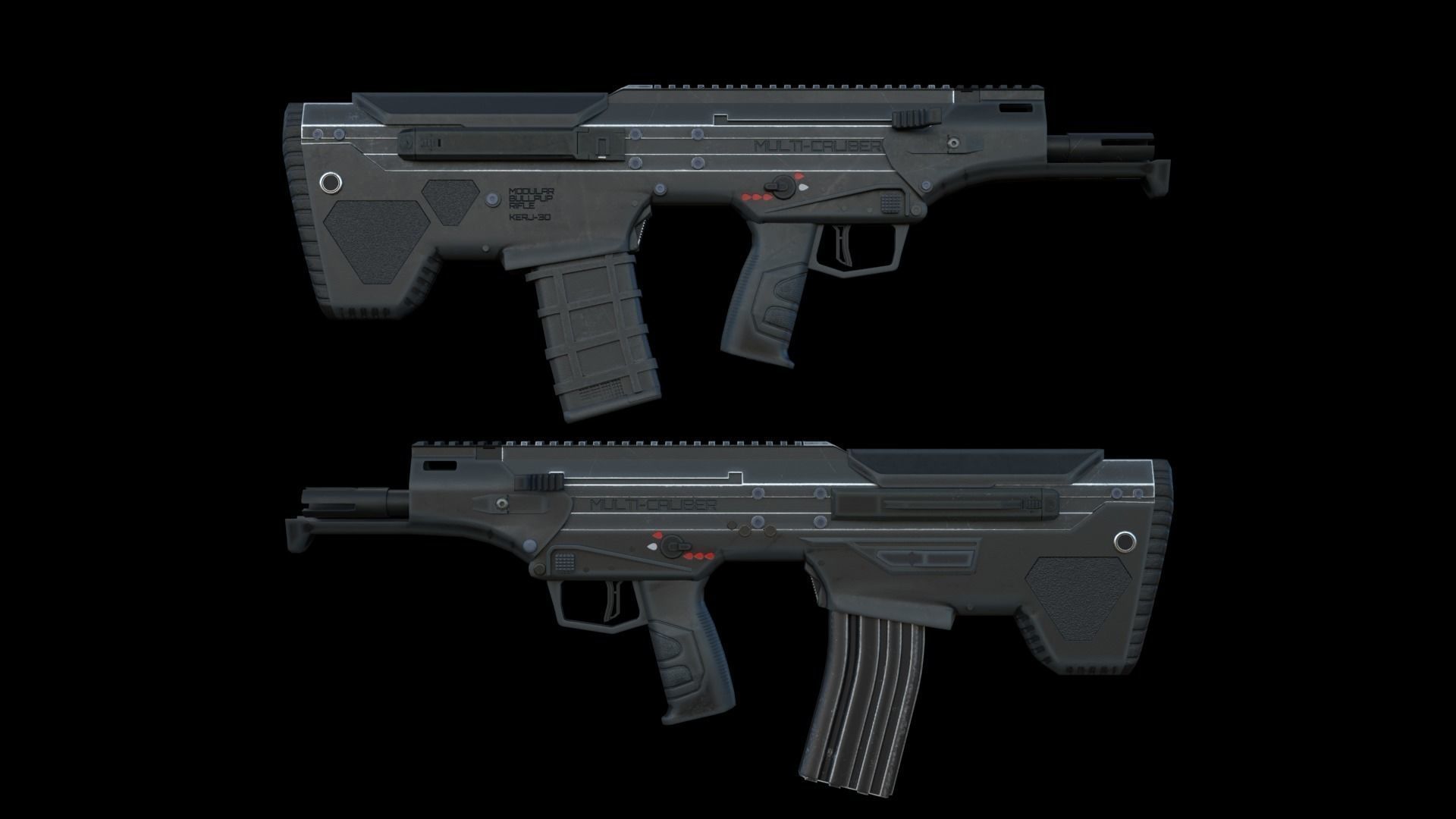 Modular Bullpup Rifle-Carbine Variant Low-poly 3D model_5