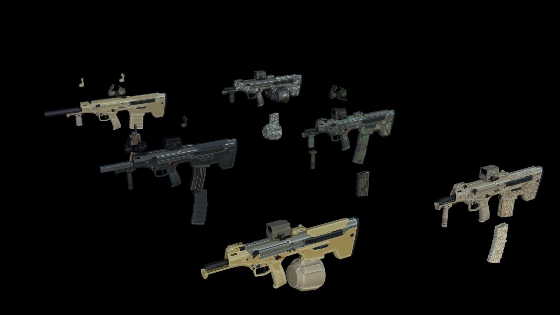 Modular Bullpup Rifle-Carbine Variant Low-poly 3D model_2