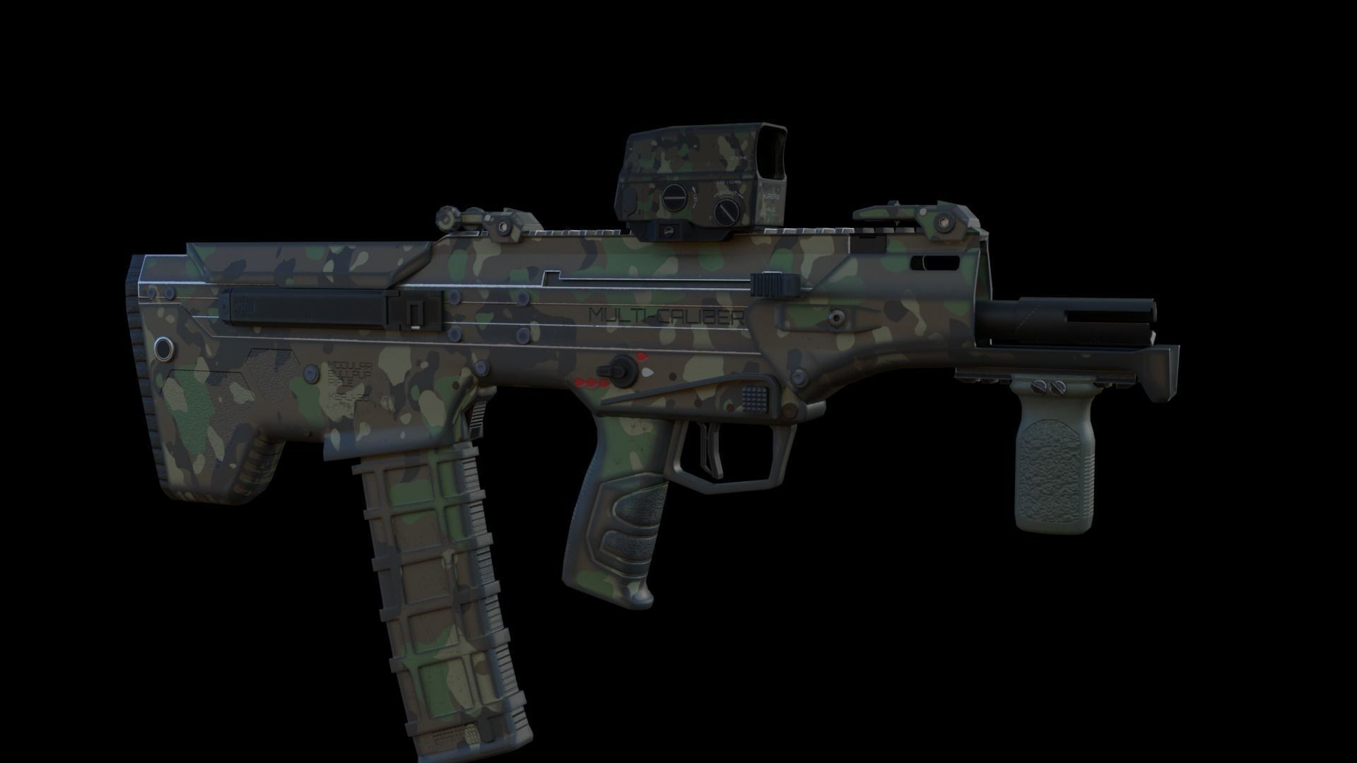 Modular Bullpup Rifle-Carbine Variant Low-poly 3D model_6