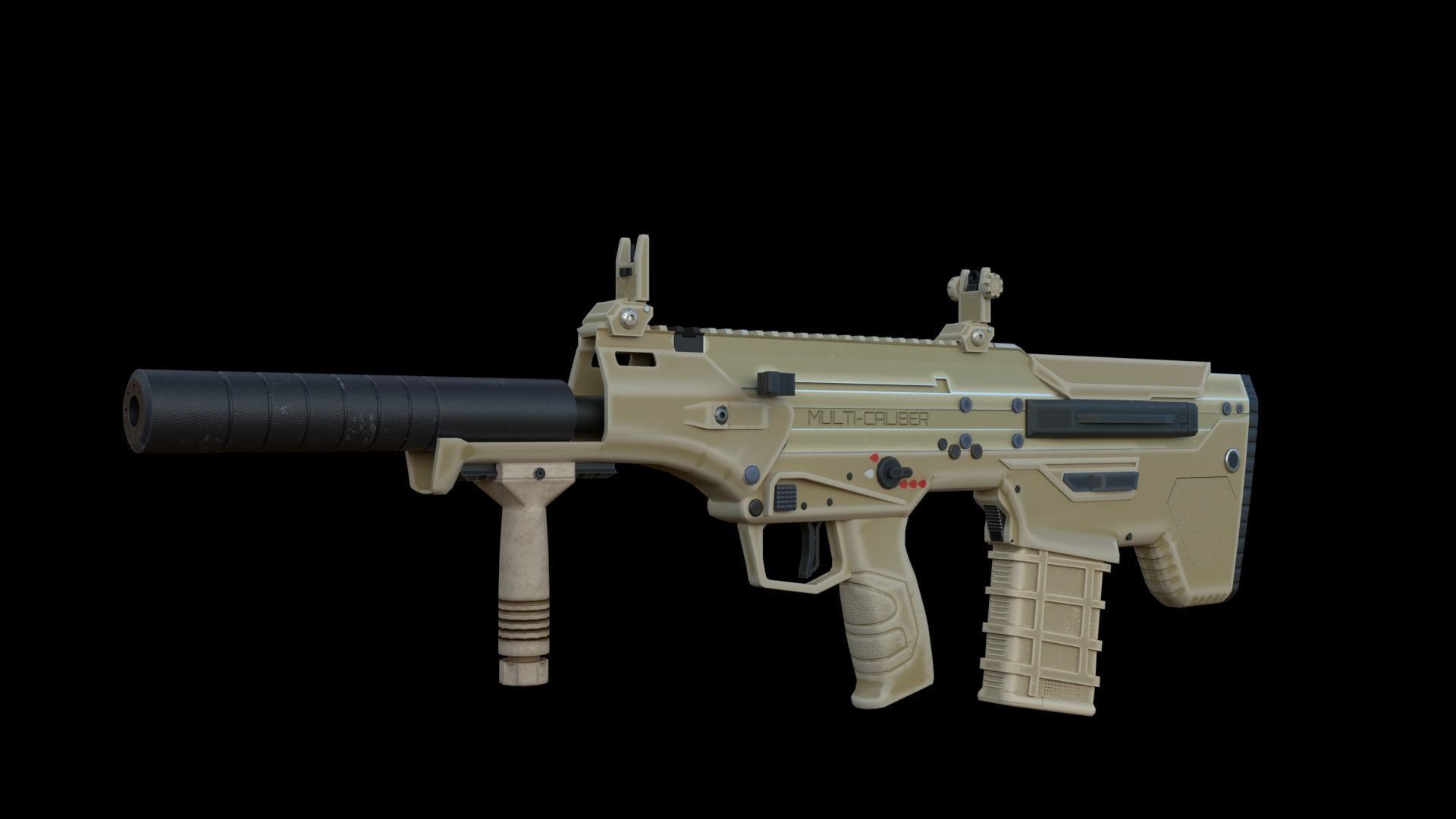 Modular Bullpup Rifle-Carbine Variant Low-poly 3D model_9