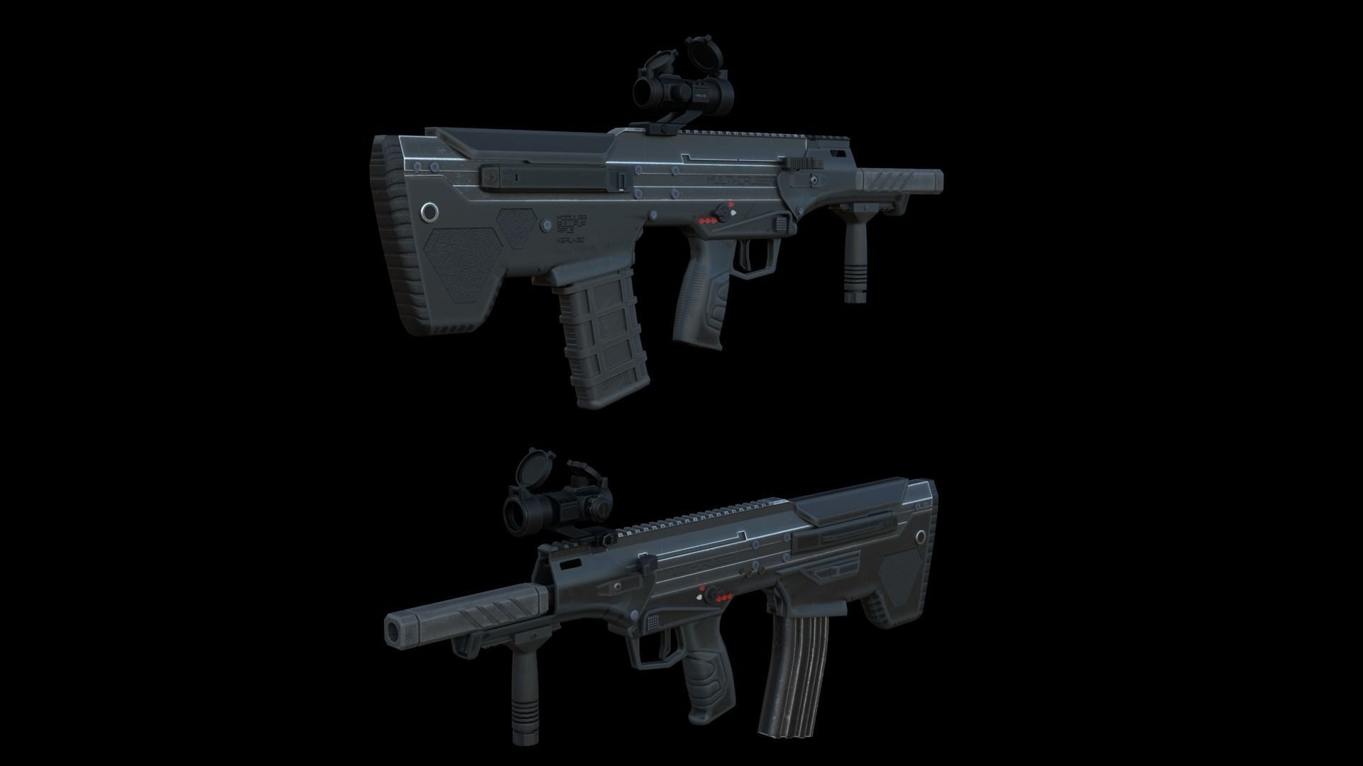 Modular Bullpup Rifle-Carbine Variant Low-poly 3D model_1