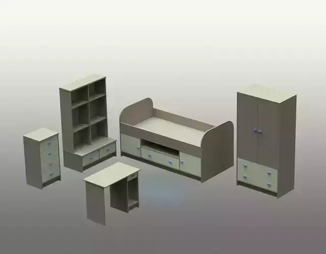 Bedroom Furniture Set Free 3D model