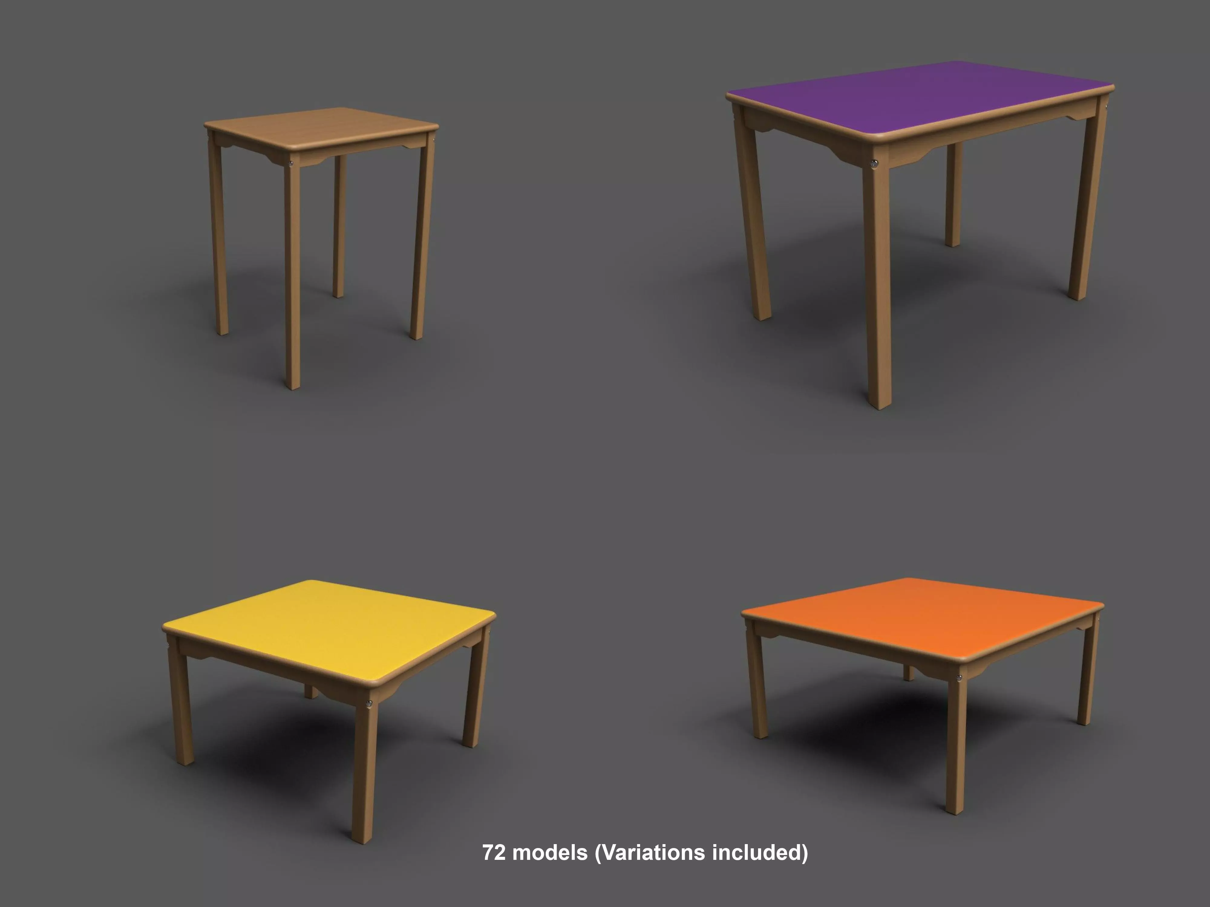 Laminate Kids Table Low-poly 3D model_0