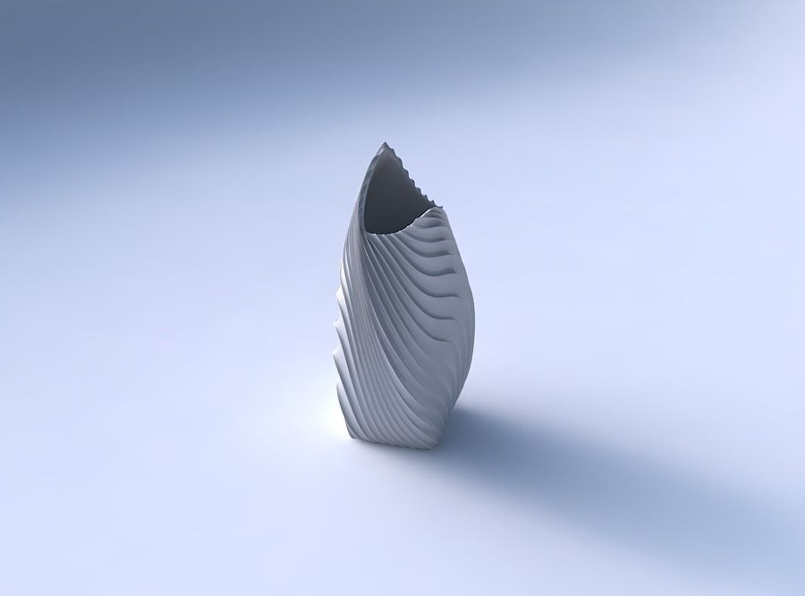Vase twisted double arc quadratic with wavy extruded lines 3 3D print model_3