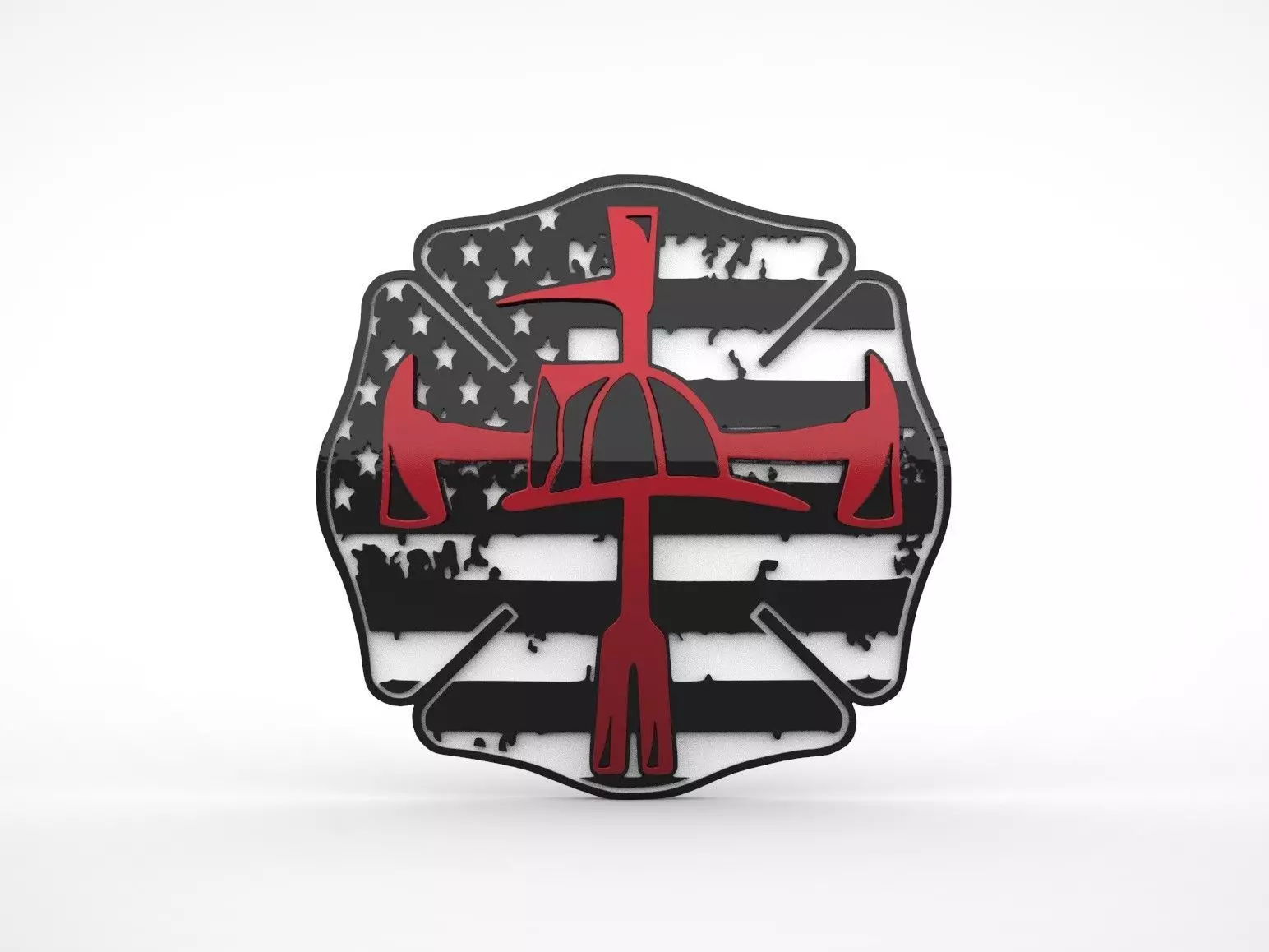 Thin Red Line Firefighter Logo Emblem Symbol Free 3D print model