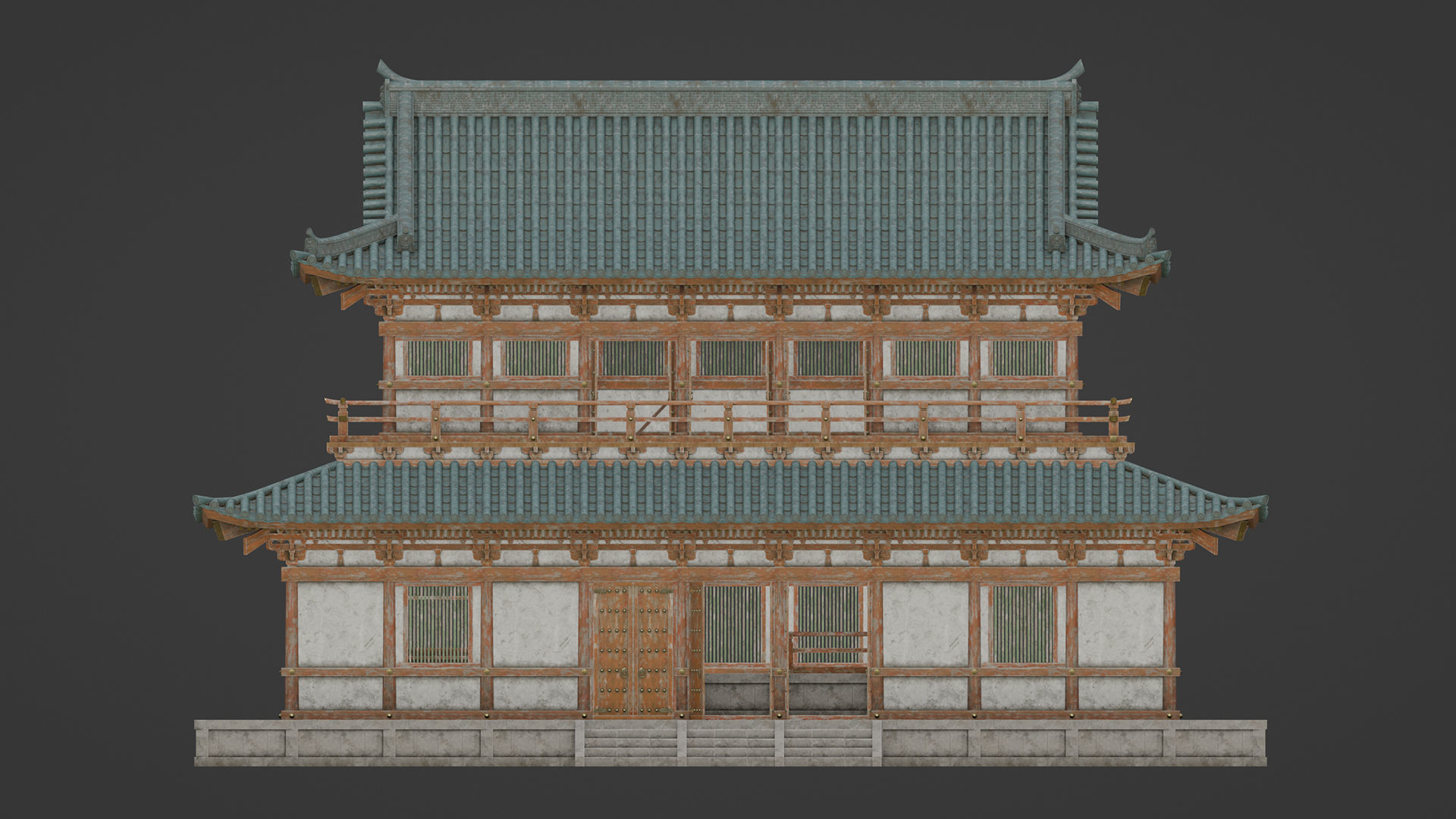 Japanese Modular Temple Low-poly 3D model_12
