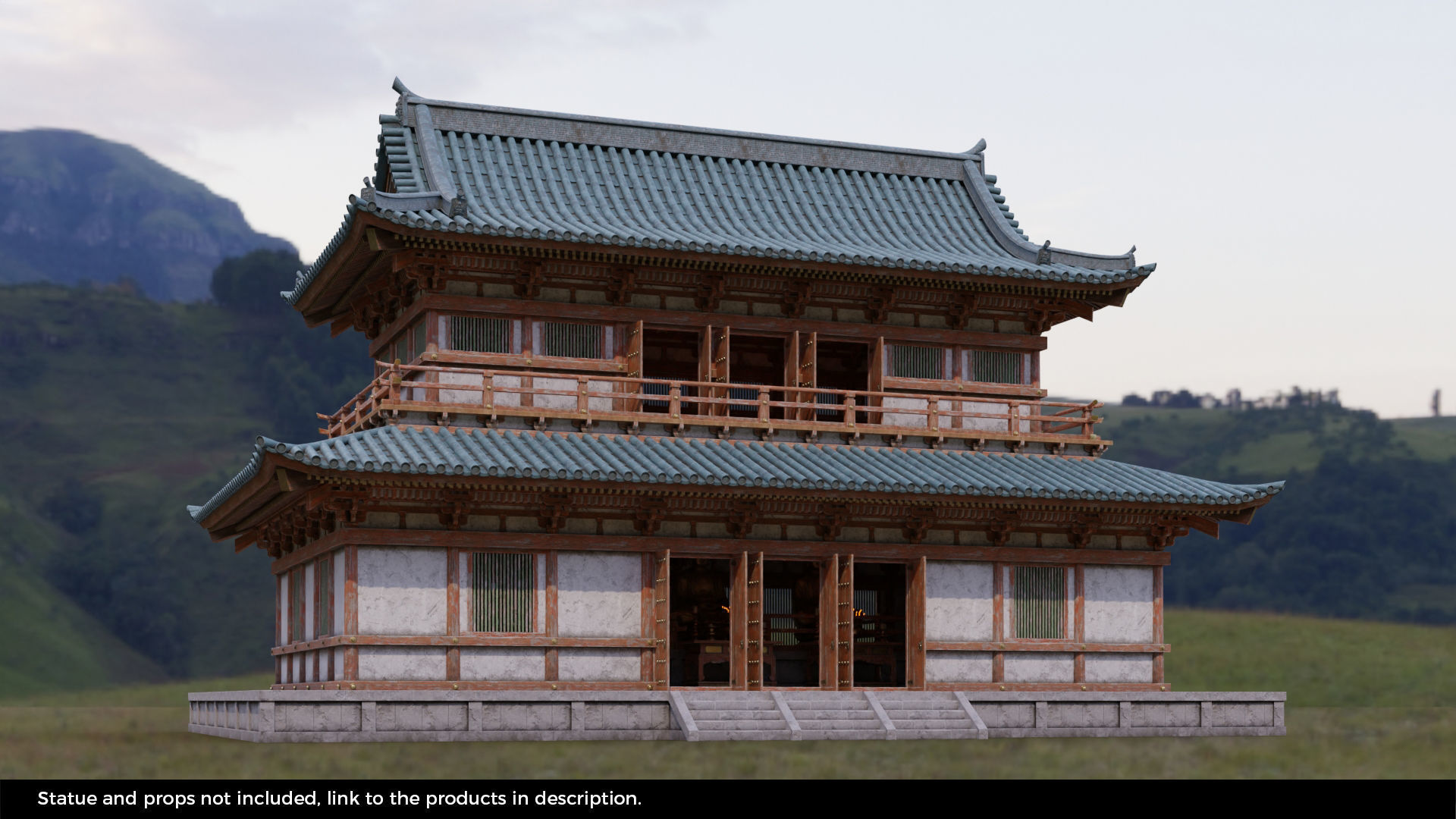 Japanese Modular Temple Low-poly 3D model_6
