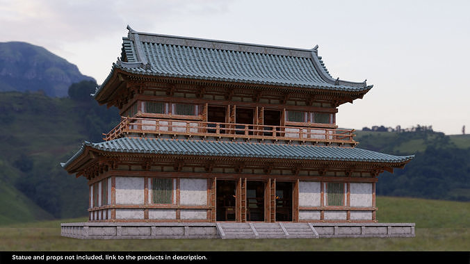 Japanese Modular Temple Low-poly 3D model 7
