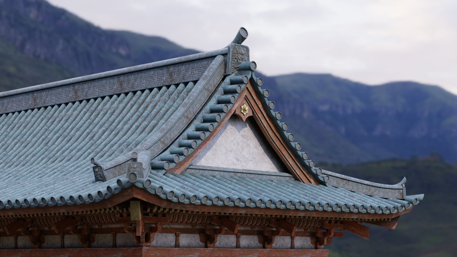 Japanese Modular Temple Low-poly 3D model_2