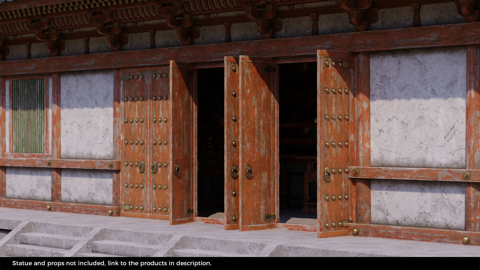 Japanese Modular Temple Low-poly 3D model_3