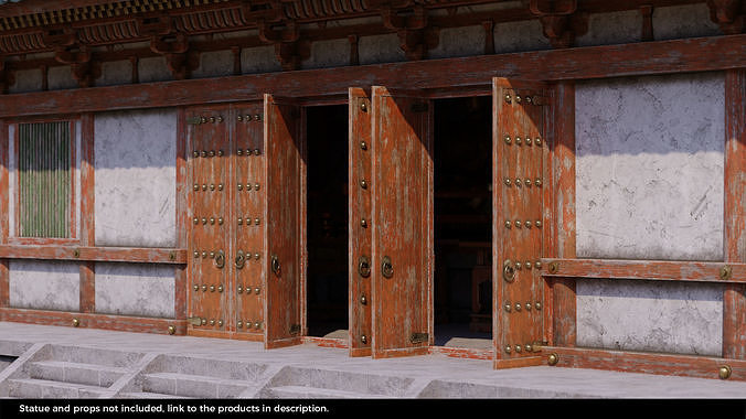 Japanese Modular Temple Low-poly 3D model 4