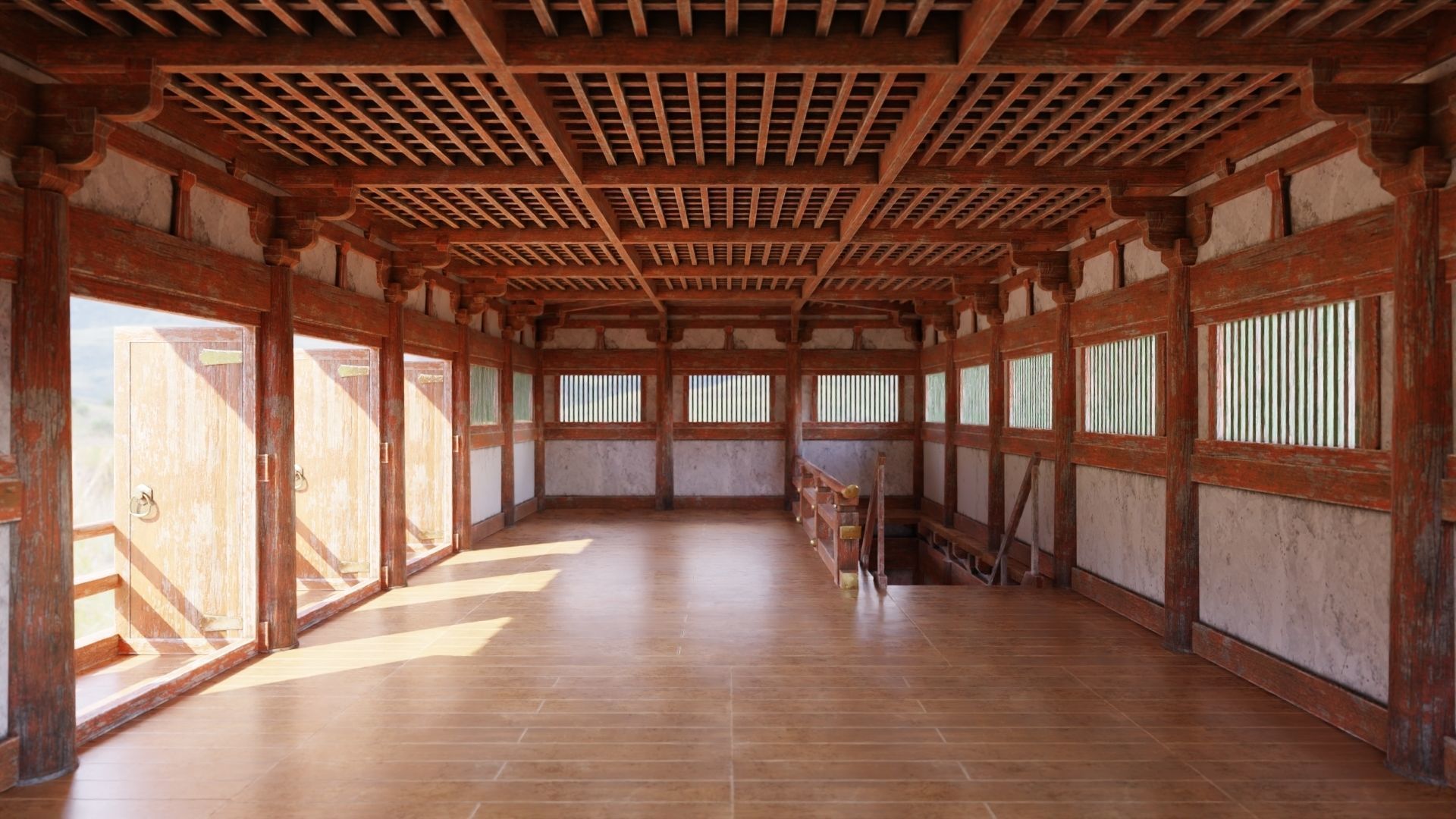 Japanese Modular Temple Low-poly 3D model_5