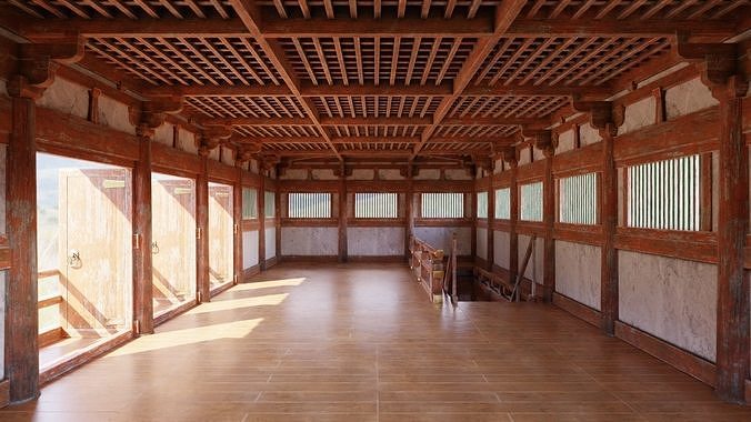 Japanese Modular Temple Low-poly 3D model 6